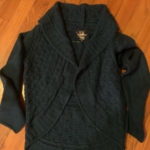 Turquoise fly away cable knit sweater